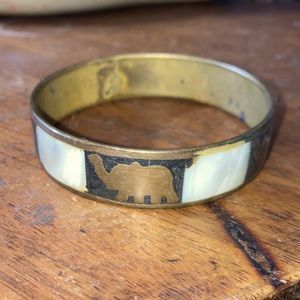 Vintage Mother of Pearl Elephant Bangle